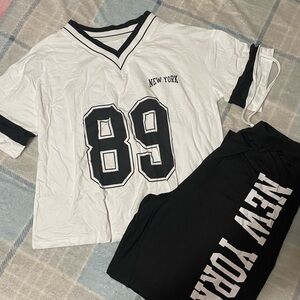 Women's White & Black '89 New York lounge set